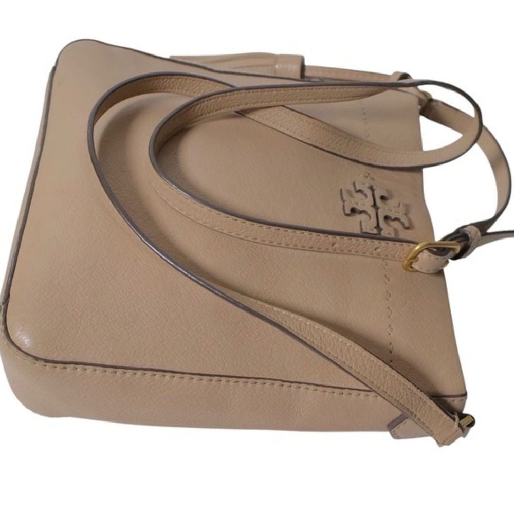 Tory Burch Beige Leather Crossbody Bag with Tassel - Picture 11 of 15